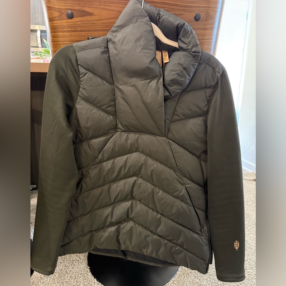 Olive Green Quilted Down Jacket - image 1